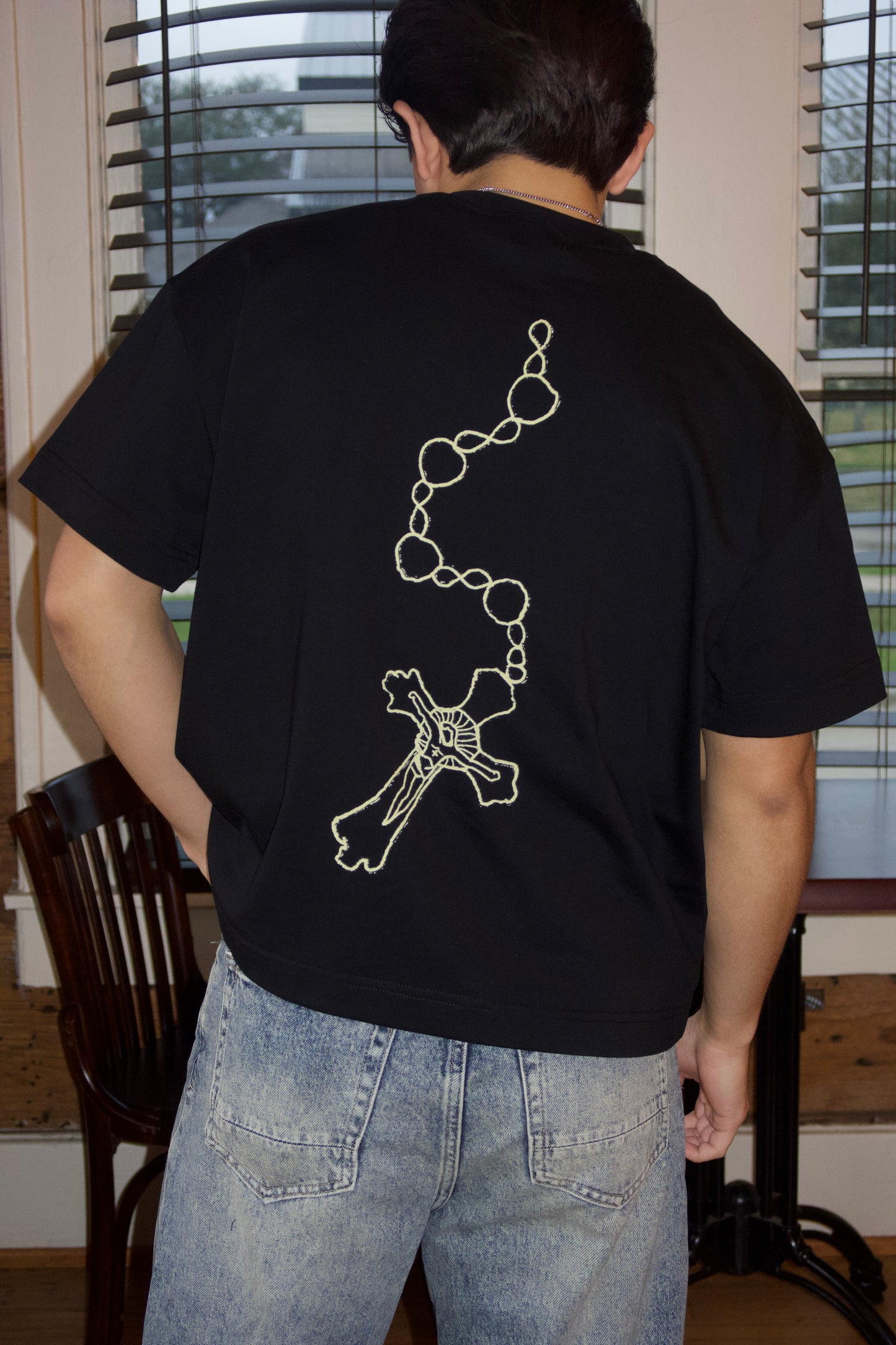 Jesus Is Love Boxy Tee (Yellow On Black)