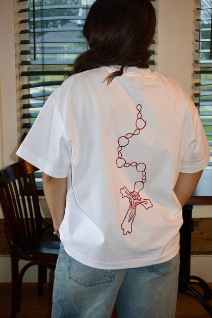 Jesus Is Love Boxy Tee (Pink On White)