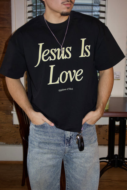 Jesus Is Love Boxy Tee (Yellow On Black)