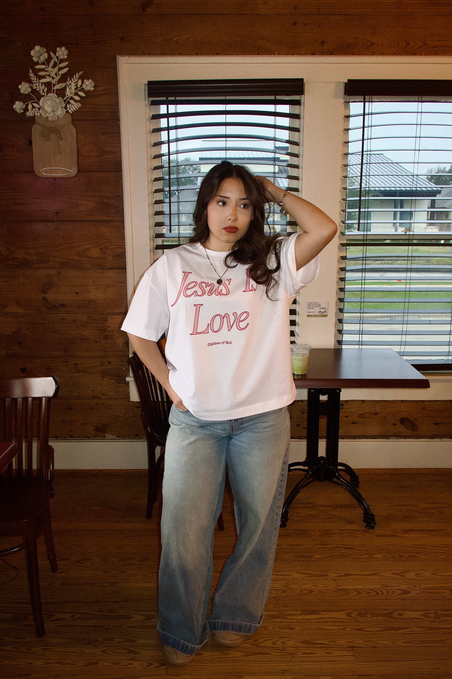 Jesus Is Love Boxy Tee (Pink On White)