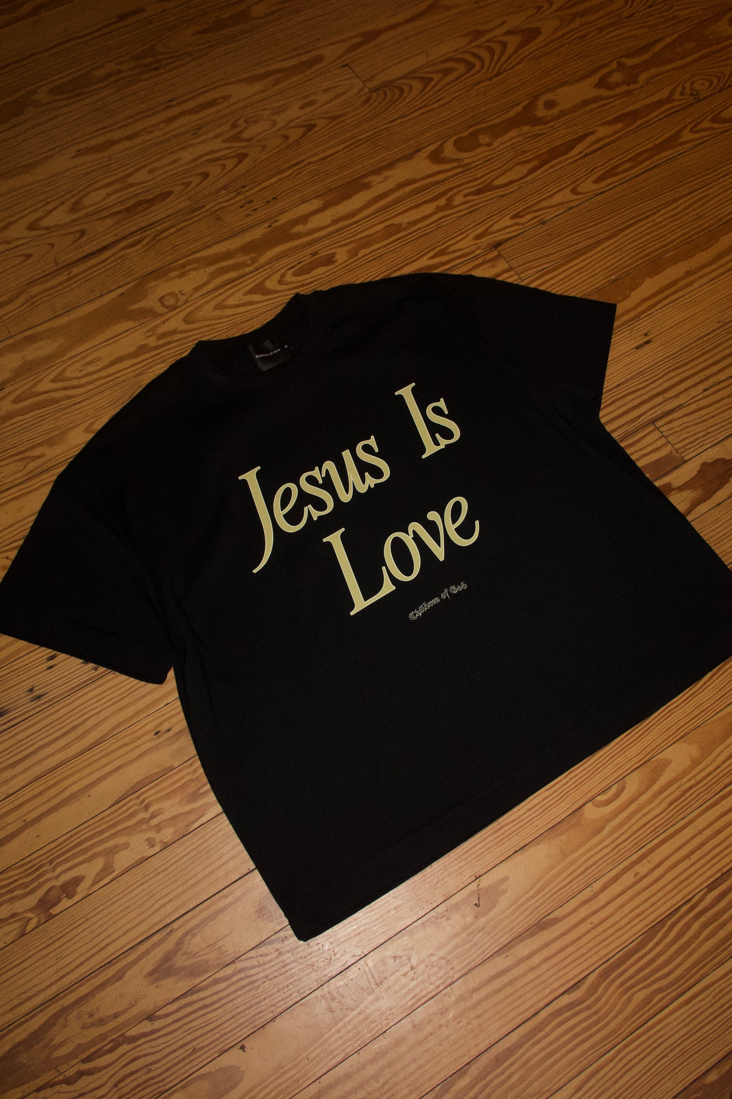 Jesus Is Love Boxy Tee (Yellow On Black)