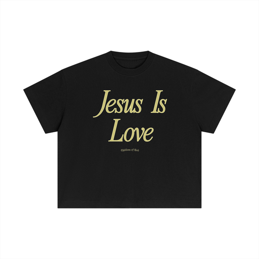 Jesus Is Love Boxy Tee (Yellow On Black)