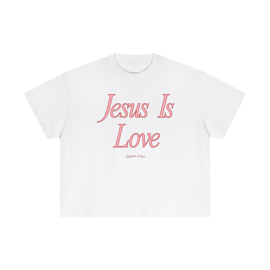 Jesus Is Love Boxy Tee (Pink On White)